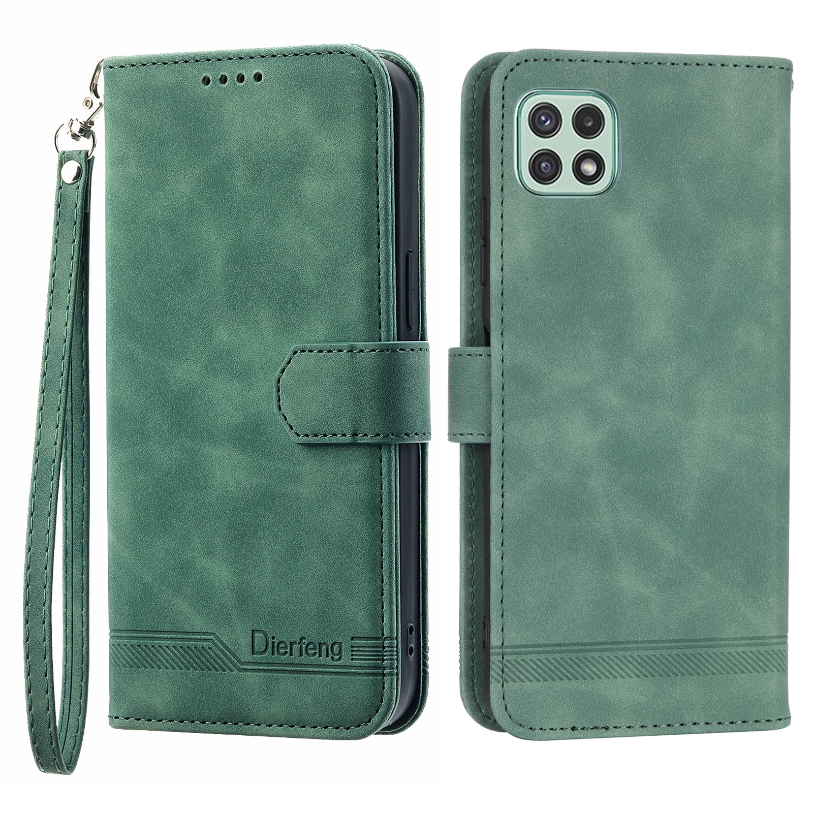 DIERFENG DF-03 Stand Phone Case for Samsung Galaxy A22 5G (EU Version) Lines Imprinted PU Leather Wallet Cover DIERFENG DF-03 Stand Phone Case for Samsung Galaxy A22 5G (EU Version) Lines Imprinted PU Leather Wallet Cover
